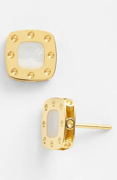 ROBERTO COIN 18K YELLOW GOLD AND MOTHER OF PEARL STUD EARRINGS FROM THE POIS MOI COLLECTION