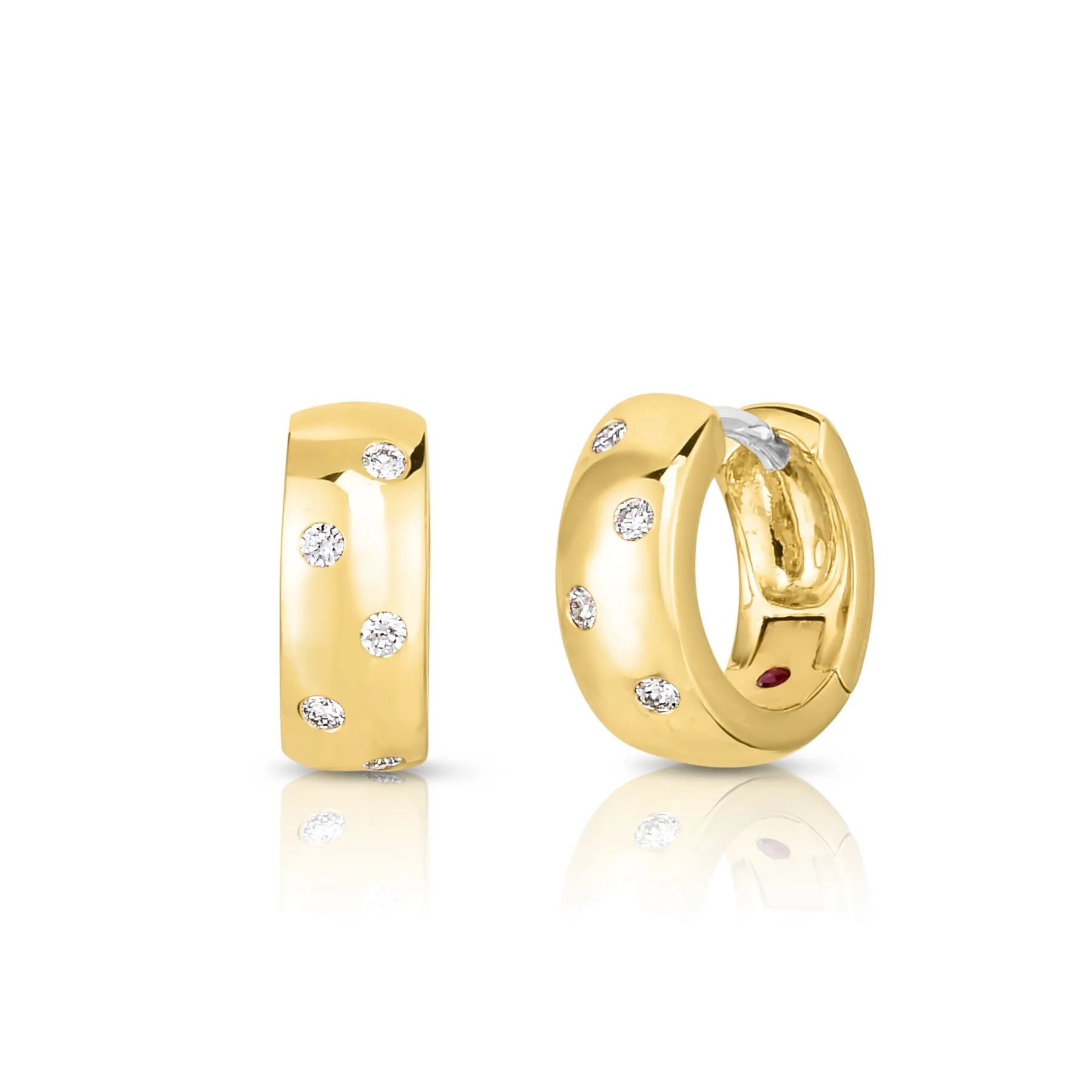 ROBERTO COIN 18K YELLOW GOLD DIAMOND HUGGIES 0.14CT 14MM 001812AYERX0