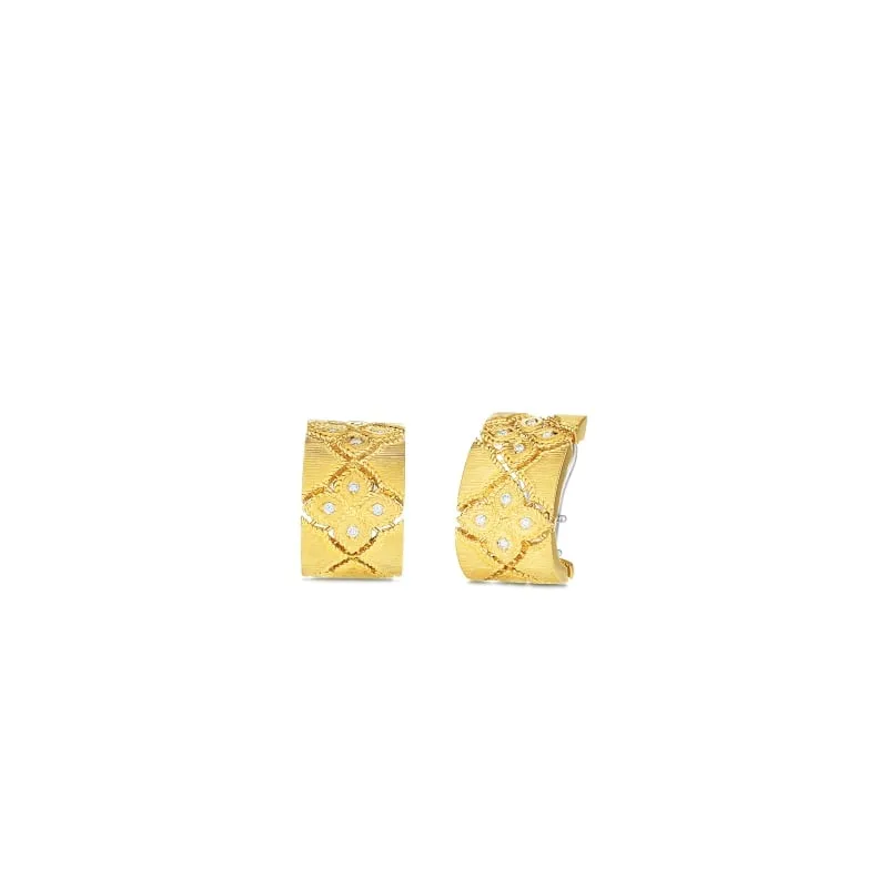 ROBERTO COIN 18KT DIAMOND & SATIN FINISH 'J' HOOP EARRING FROM THE VENETIAN PRINCESS
