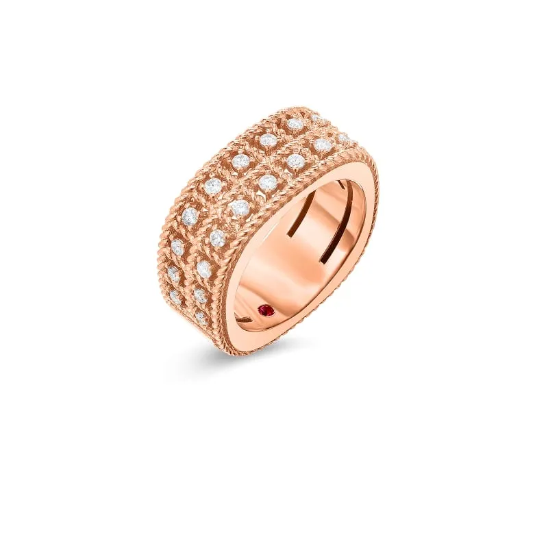 ROBERTO COIN 18KT-GOLD-2-ROW-RING-DIAMONDS FROM THE BYZANTINE BAROCCO