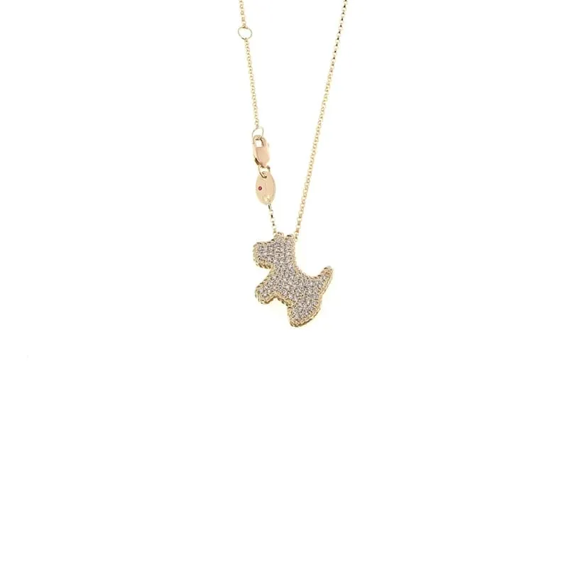 ROBERTO COIN 18KT GOLD & DIAMOND PRINCESS SCOTTIE DOG PENDANT FROM THE PRINCESS