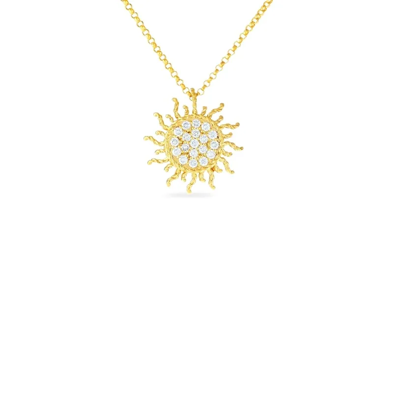 ROBERTO COIN 18KT GOLD & DIAMOND PRINCESS SUN PENDANT FROM THE PRINCESS