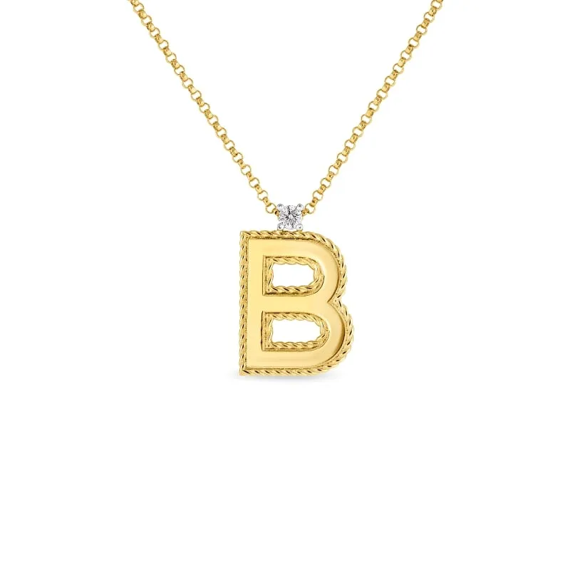 ROBERTO COIN 18KT GOLD BLOCK LETTER PENDANT B FROM THE PRINCESS