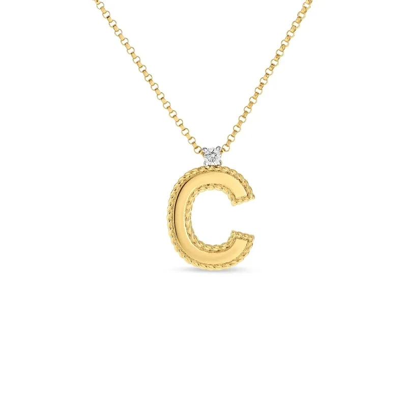 ROBERTO COIN 18KT GOLD BLOCK LETTER PENDANT C FROM THE PRINCESS
