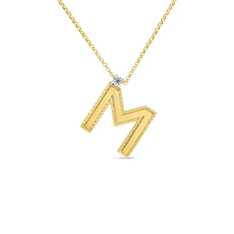 ROBERTO COIN 18KT GOLD BLOCK LETTER PENDANT K FROM THE PRINCESS