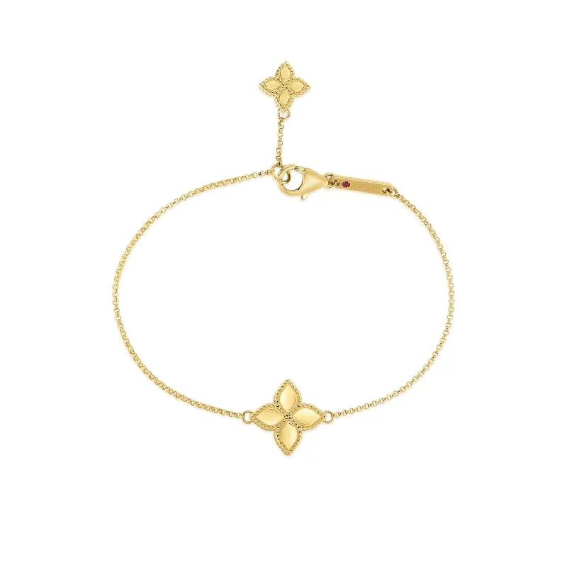 ROBERTO COIN 18KT GOLD CHARM BRACELET FROM THE PRINCESS FLOWER