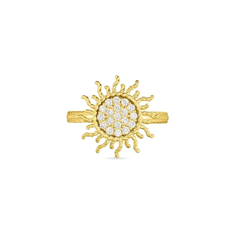 ROBERTO COIN 18KT GOLD DIAMOND SUN RING FROM THE PRINCESS
