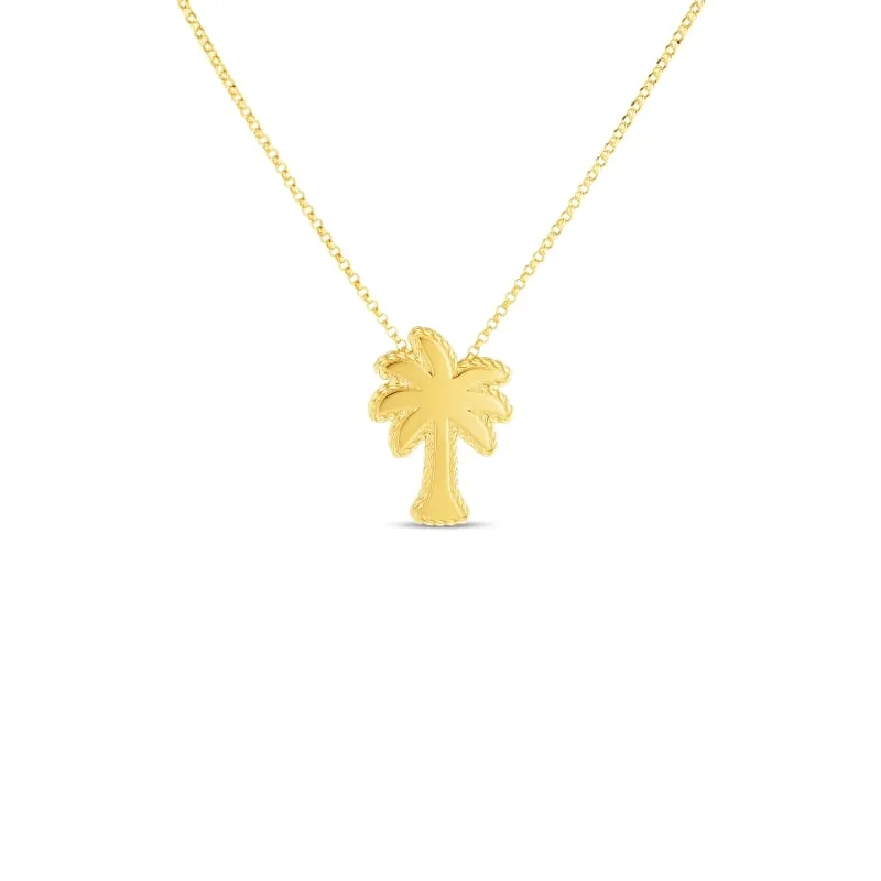 ROBERTO COIN 18KT GOLD PRINCESS PALM TREE PENDANT FROM THE PRINCESS