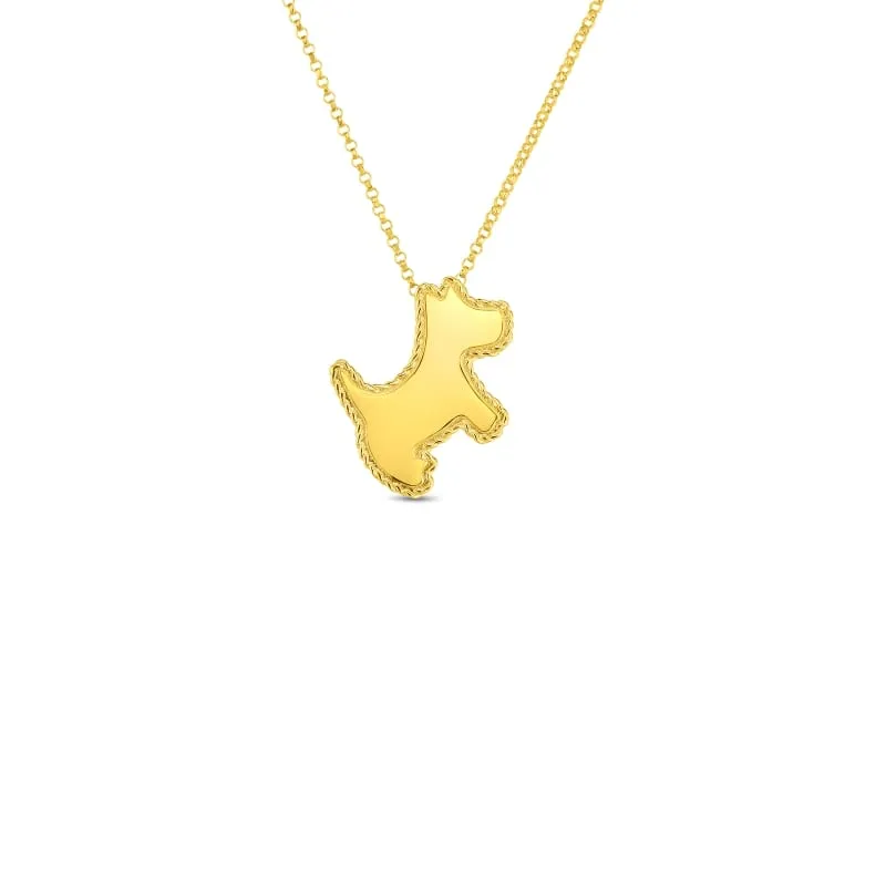 ROBERTO COIN 18KT GOLD PRINCESS SCOTTIE DOG PENDANT FROM THE PRINCESS