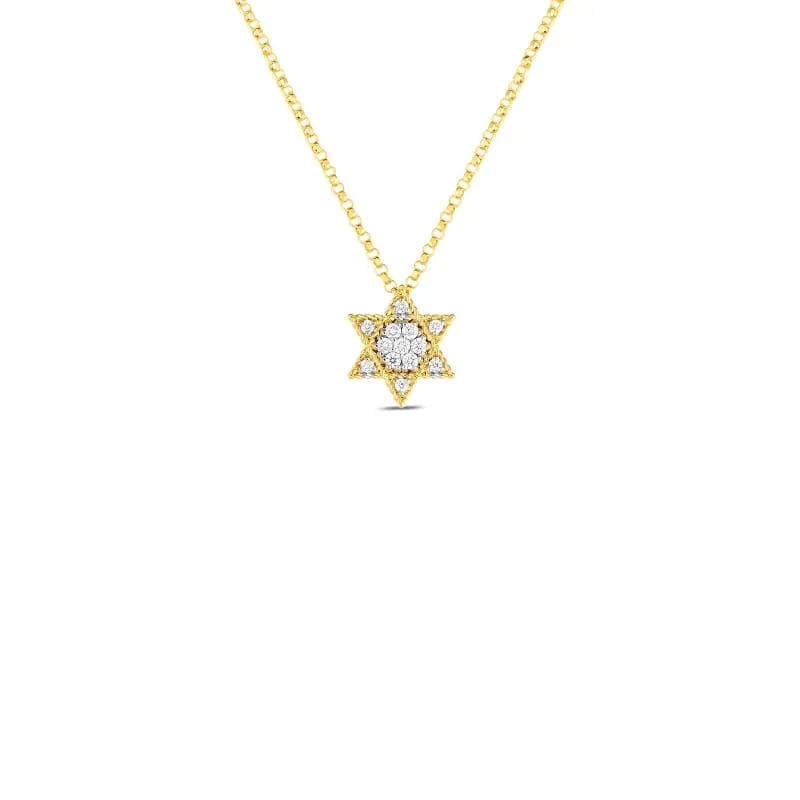 ROBERTO COIN 18KT GOLD PRINCESS STAR OF DAVID PENDANT WITH DIAMONDS FROM THE PRINCESS