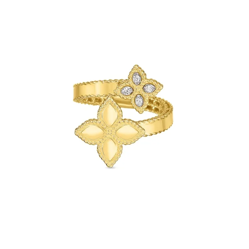 ROBERTO COIN 18KT GOLD RING WITH DIAMONDS FROM THE PRINCESS FLOWER