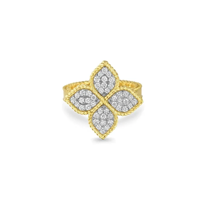 ROBERTO COIN 18KT GOLD RING WITH DIAMONDS FROM THE PRINCESS FLOWER