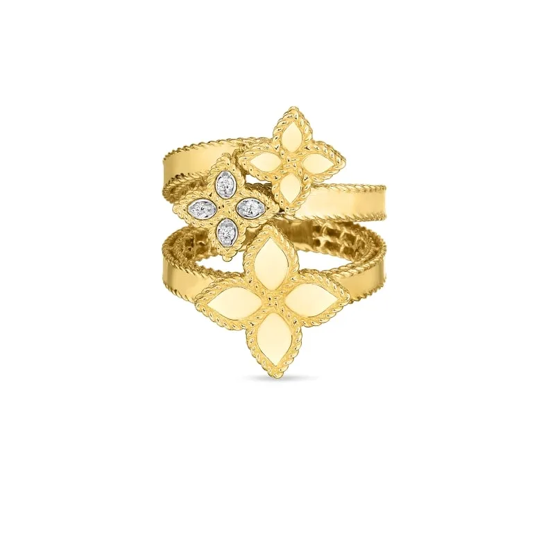 ROBERTO COIN 18KT GOLD RING WITH DIAMONDS FROM THE PRINCESS FLOWER