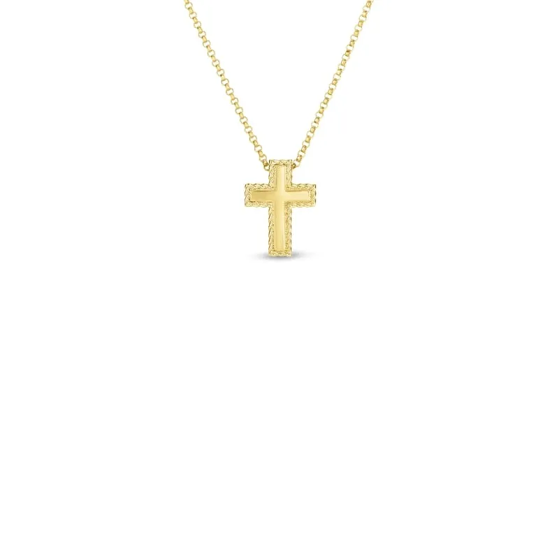 ROBERTO COIN 18KT GOLD SMALL PRINCESS CROSS PENDANT FROM THE PRINCESS