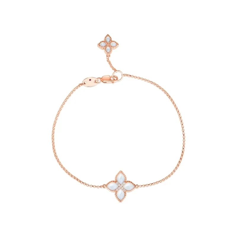 ROBERTO COIN 18KT LRG MOTHER OF PEARL & DIA SINGLE FLOWER BRACELET FROM THE VENETIAN PRINCESS