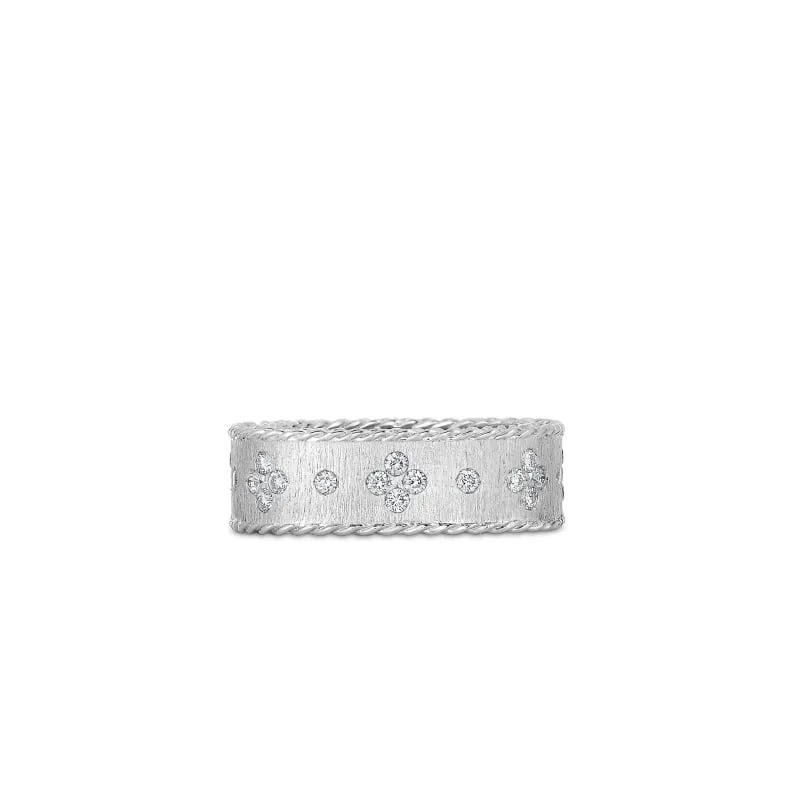 ROBERTO COIN 18KT  SATIN-FINISH-RING-WITH-FLEUR-DE-LIS-DIAMONDS-2 FROM THE PRINCESS