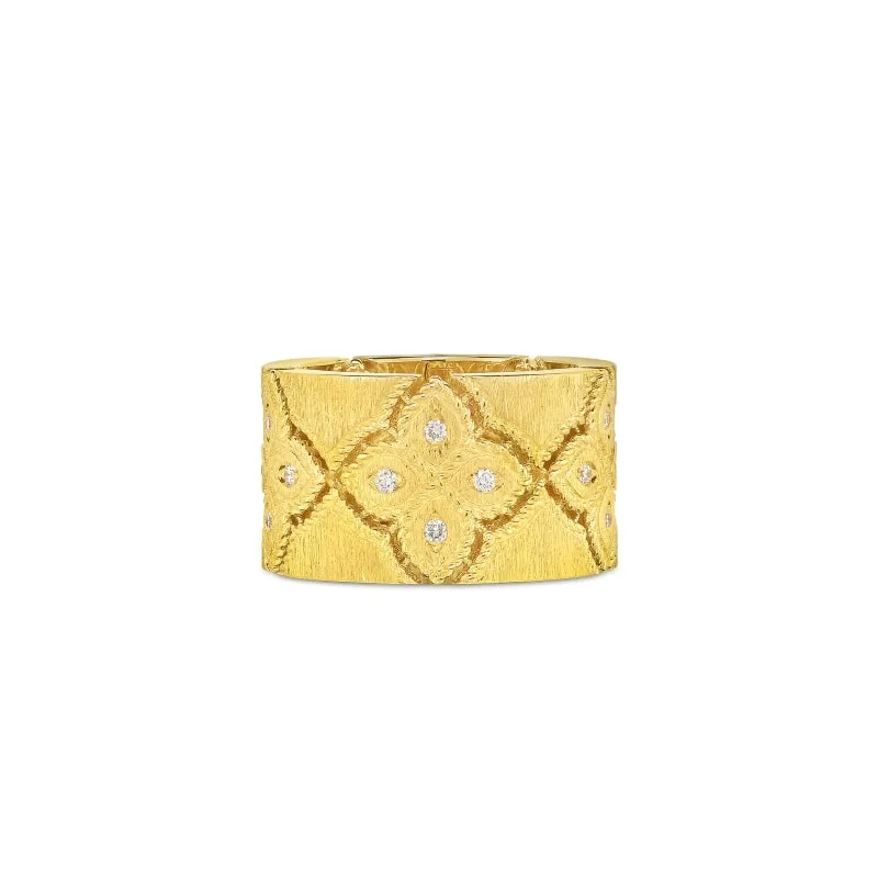 ROBERTO COIN 18KT WIDE RING WITH DIAMONDS FROM THE VENETIAN PRINCESS