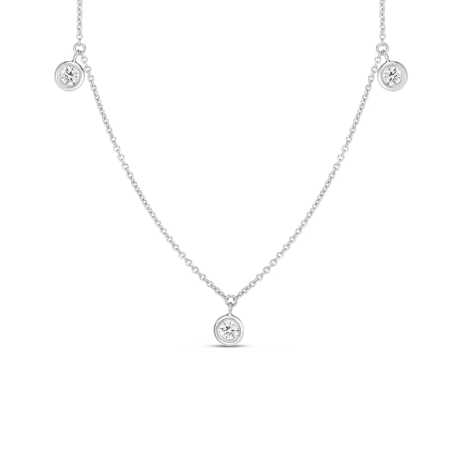 ROBERTO COIN 18KY 3 STATION NECKLACE .14 CT DIA
