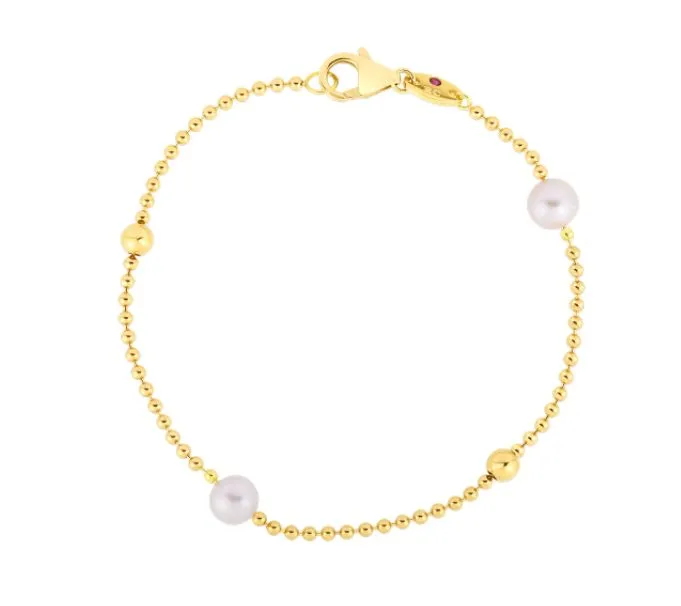 ROBERTO COIN 18KY PEARL STATION BRACLET