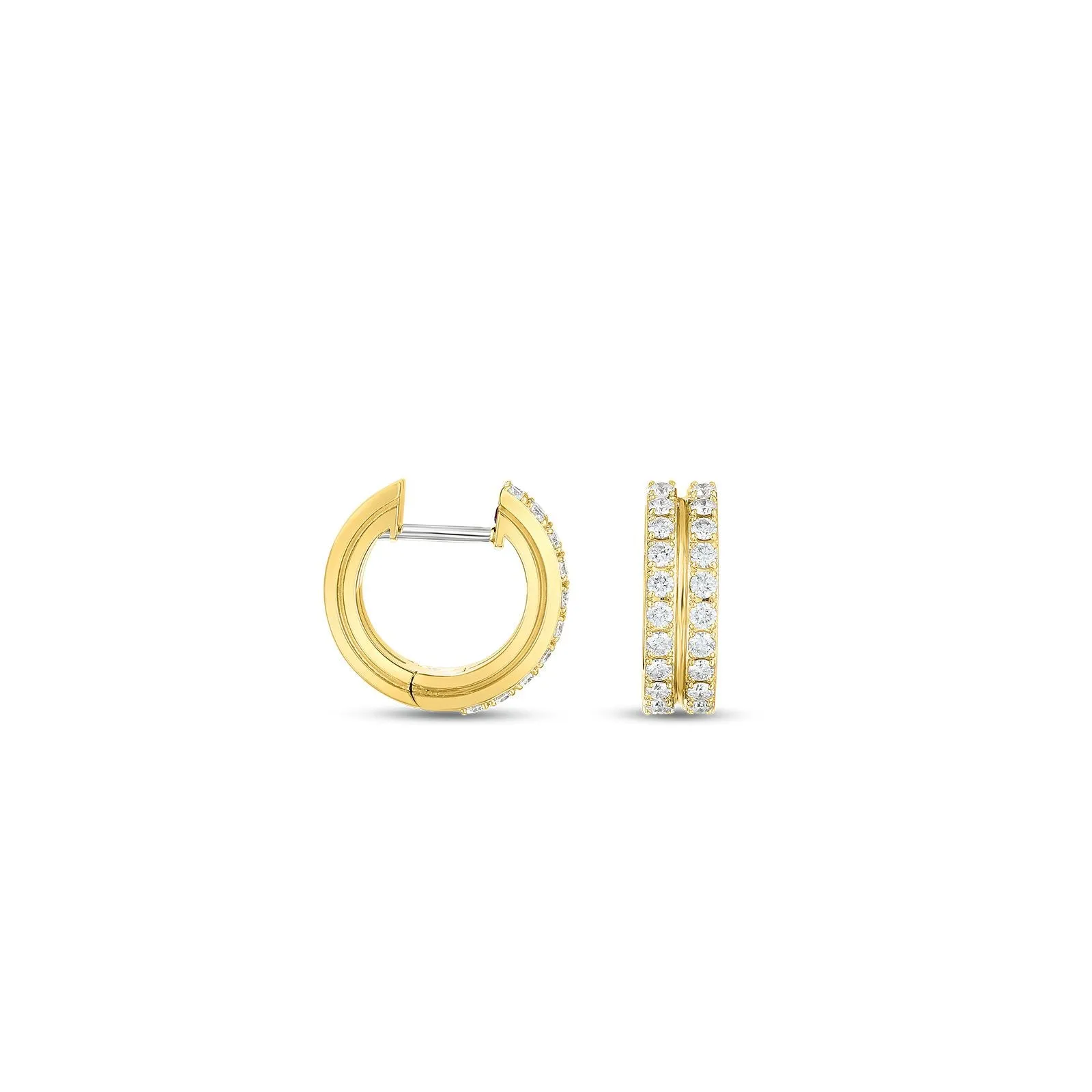 ROBERTO COIN 18KY PORTOFINO 2ROW DIA .82CT EARRINGS