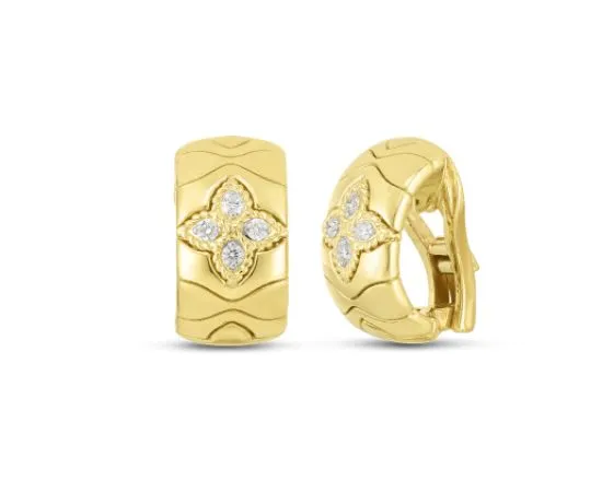 ROBERTO COIN 18KYG ROYAL PRICESS FLOWER EAR .20 CT