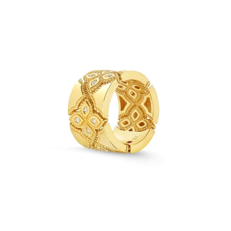 ROBERTO COIN GO BACK 18KT WIDE DIAMOND ACCENT RING FROM THE VENETIAN PRINCESS