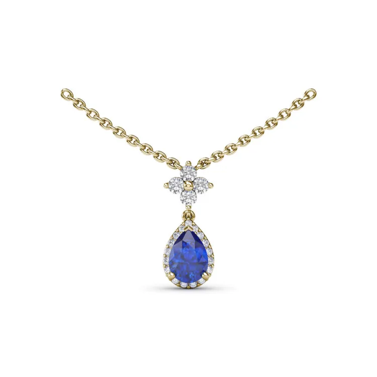 Sapphire and Diamond Teardrop Necklace