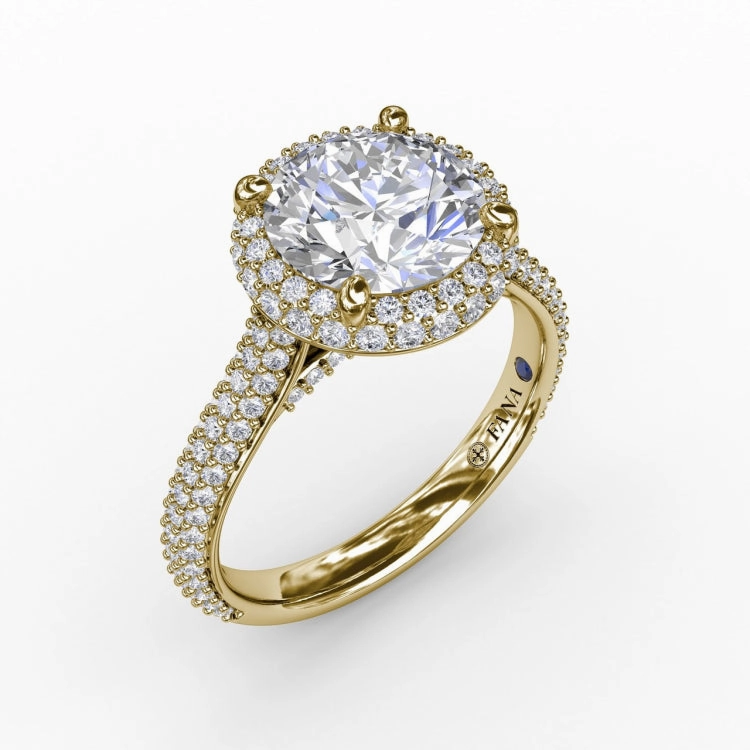 Seamless Pav Diamond Double Halo Engagement Ring