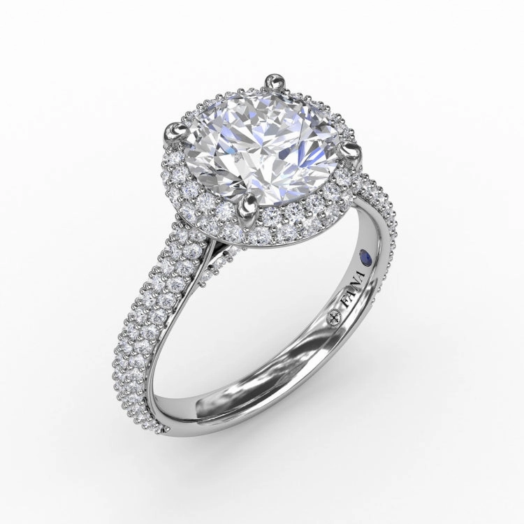 Seamless Pav Diamond Double Halo Engagement Ring