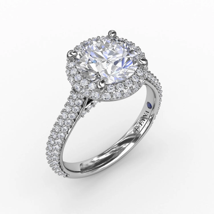 Seamless Pav Diamond Double Halo Engagement Ring