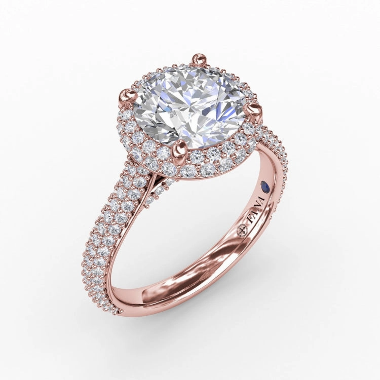 Seamless Pav Diamond Double Halo Engagement Ring