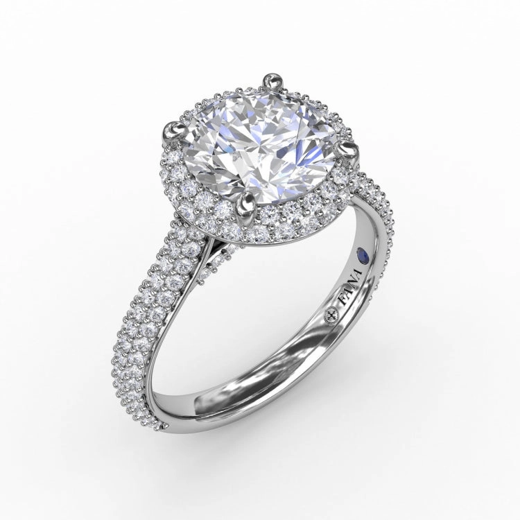 Seamless Pav Diamond Double Halo Engagement Ring