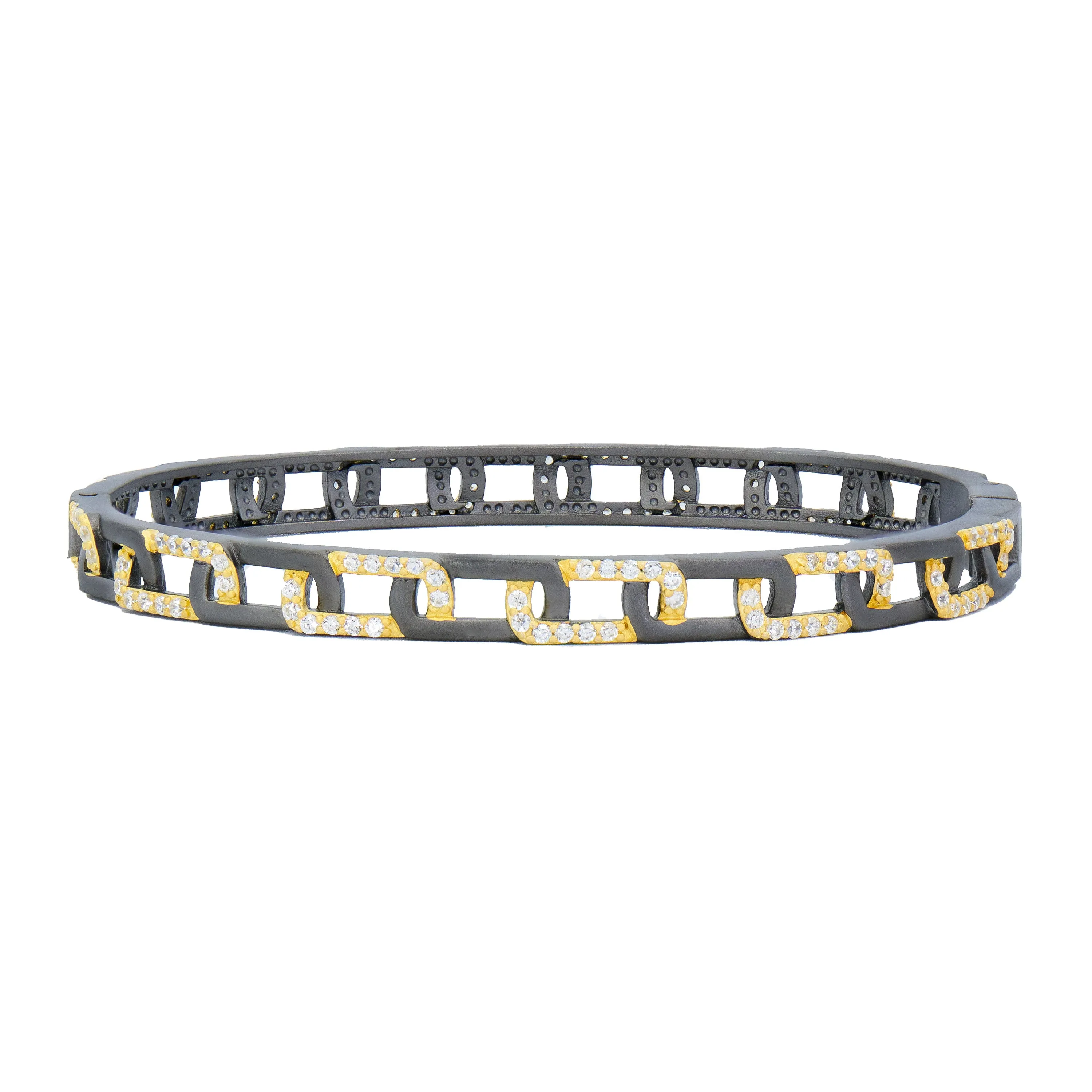 Signature Grit Chain Link Pav Thin Hinge Bangle