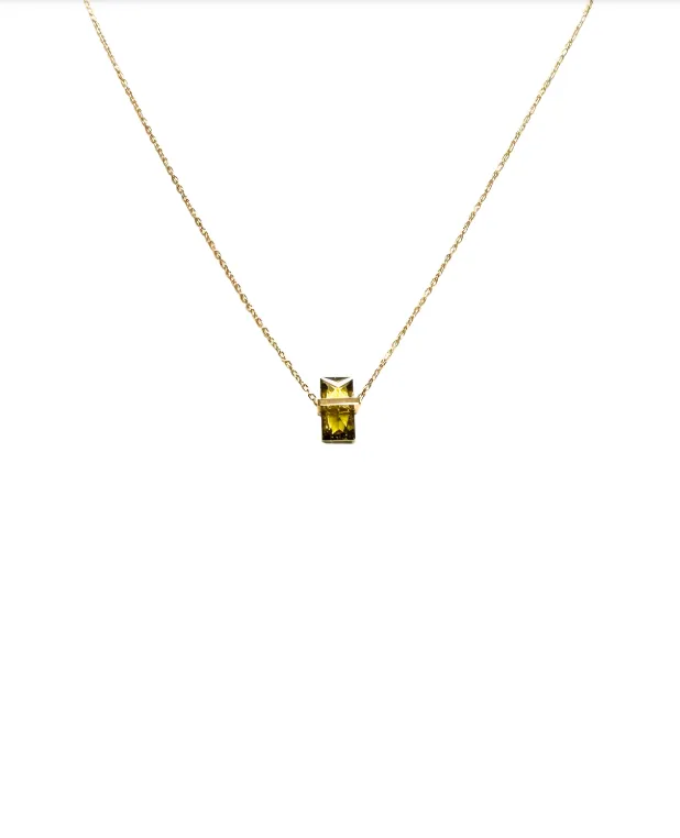 The Green Square Stone Necklace