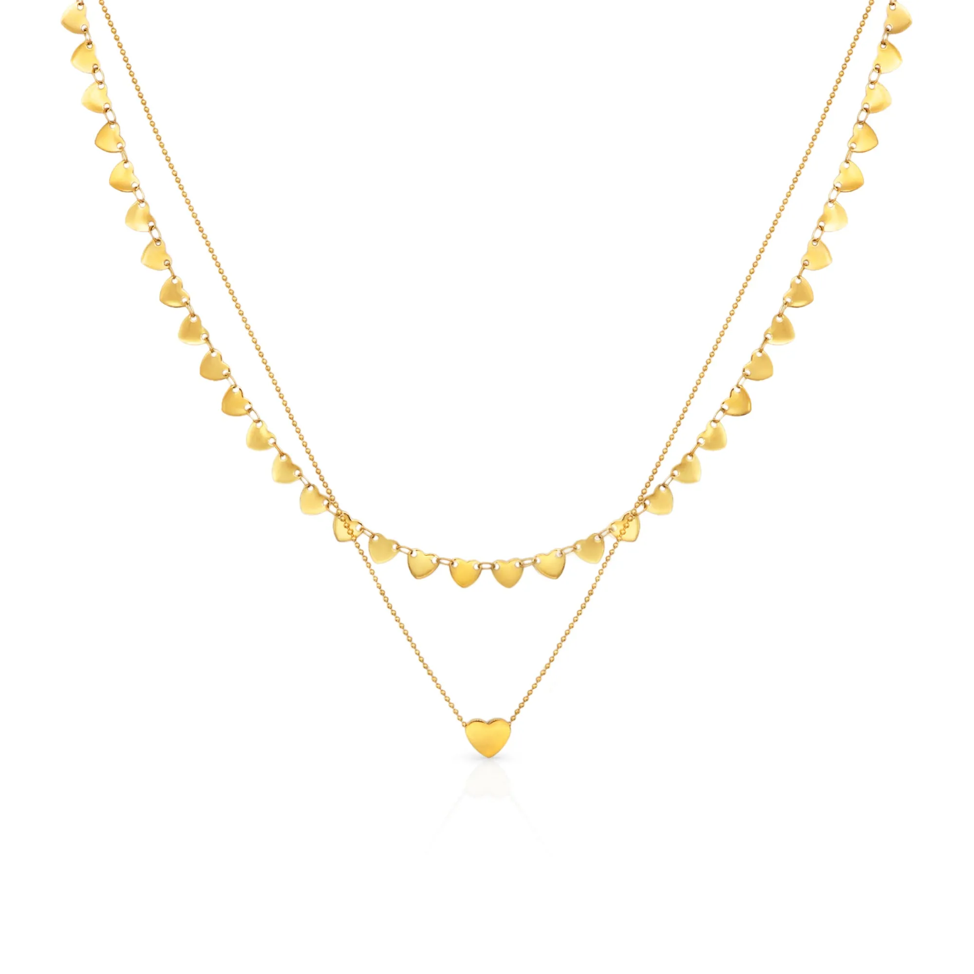 The Heart of Hearts Double Chain Gold Necklace