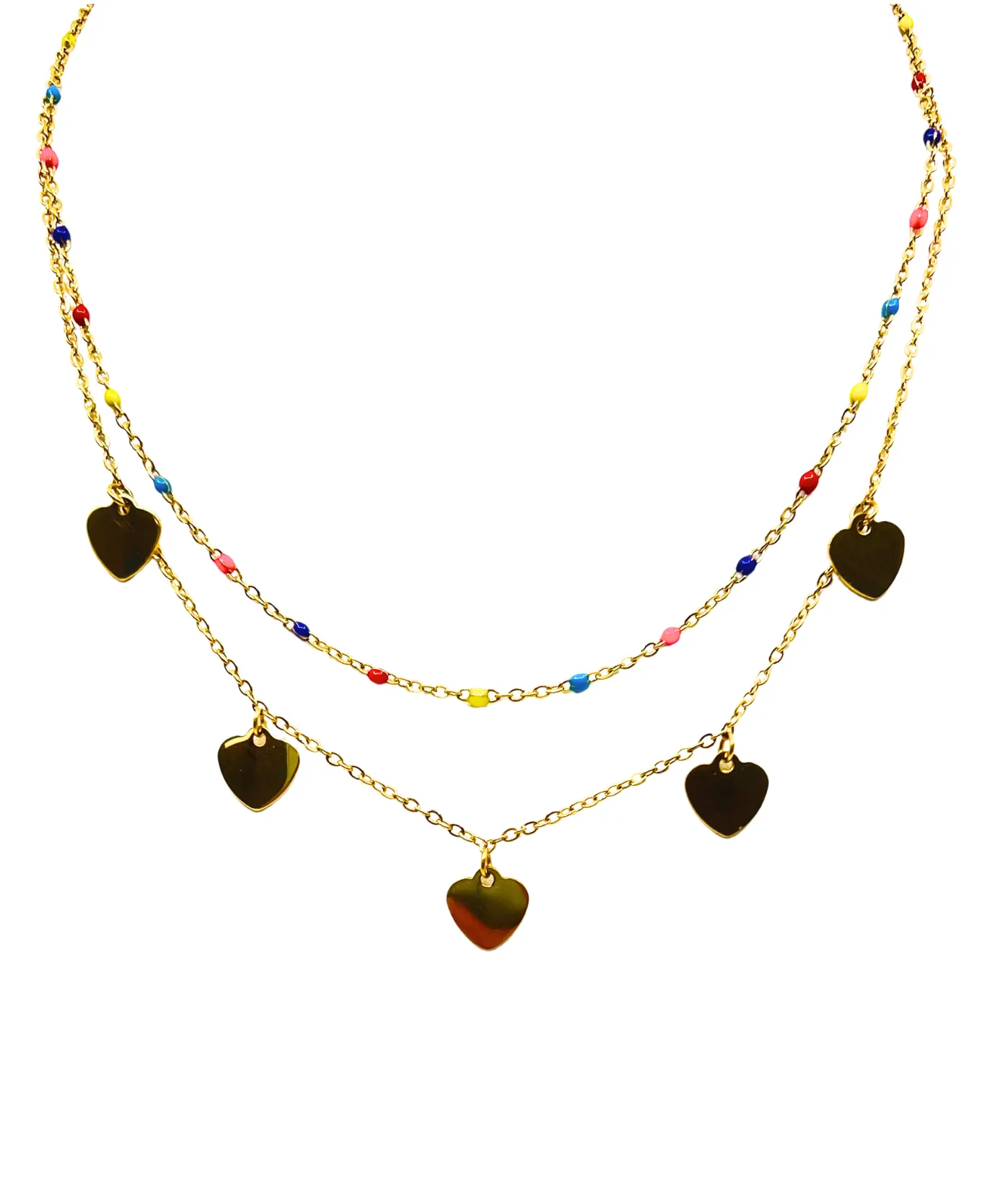 The Hearts Double Gold Necklace