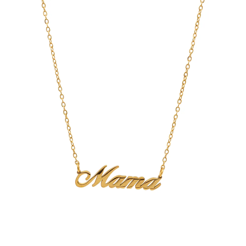The Mama in Gold Cursive Necklace