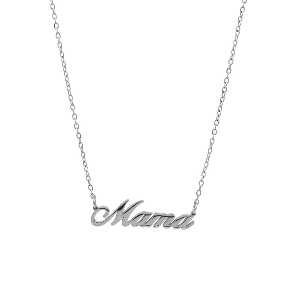 The Mama in Silver Cursive Necklace