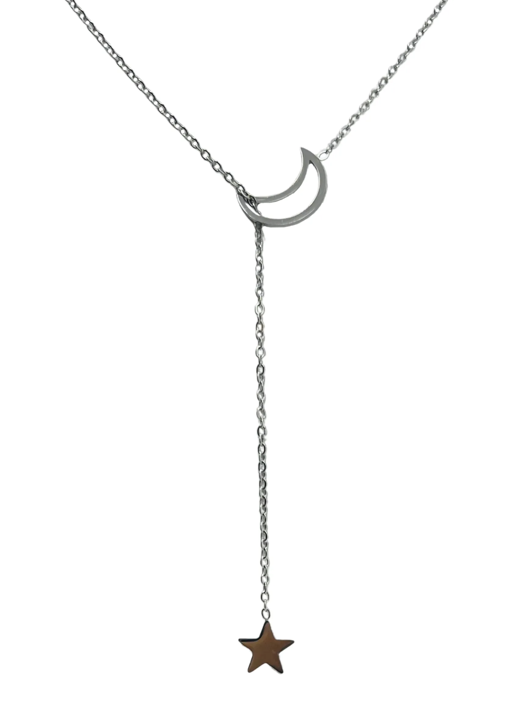 The Moon and Back Silver Necklace