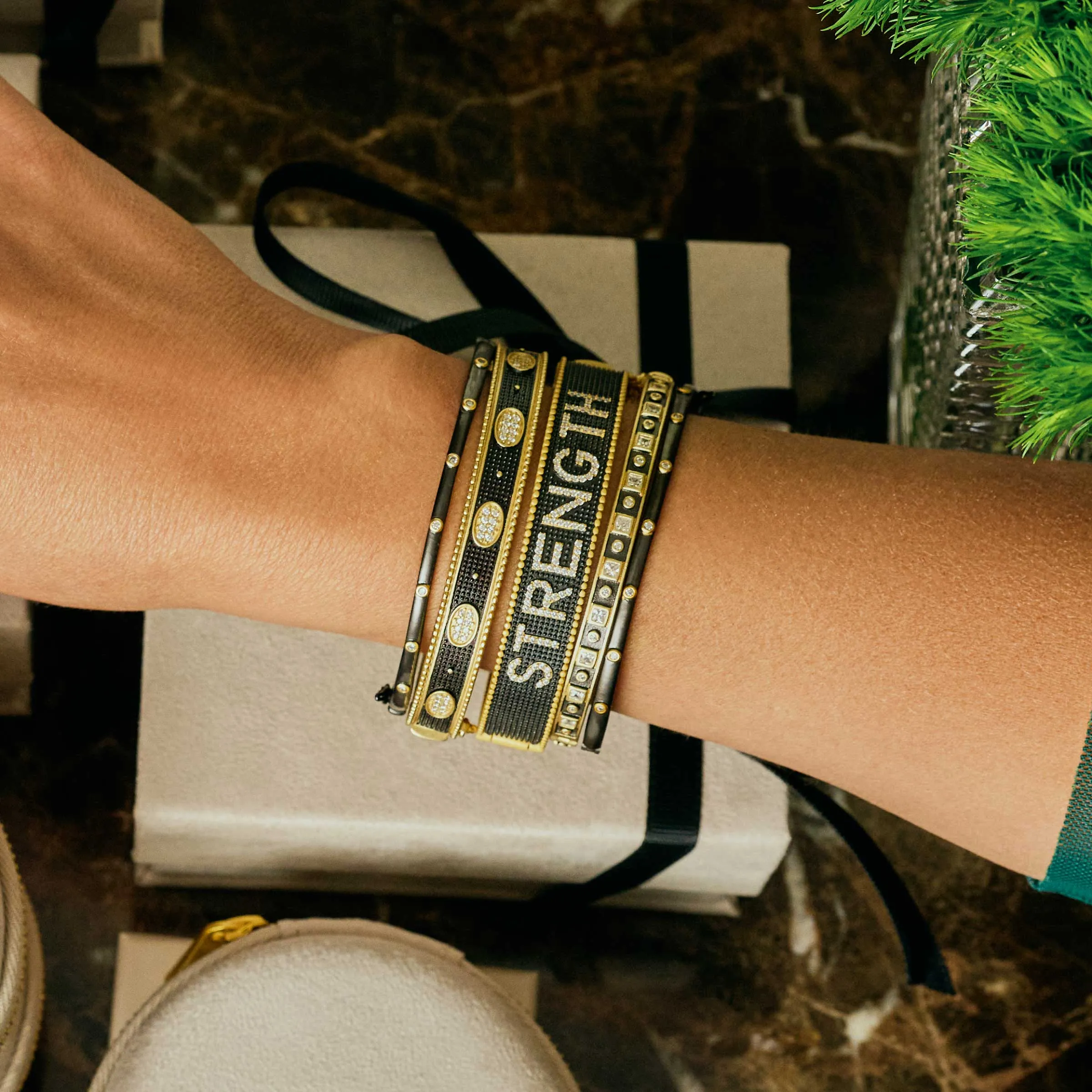 Thin Bezel Stacking Bangle