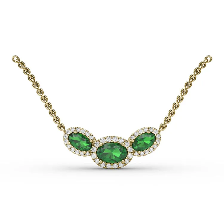 Three Stone Oval Pendant
