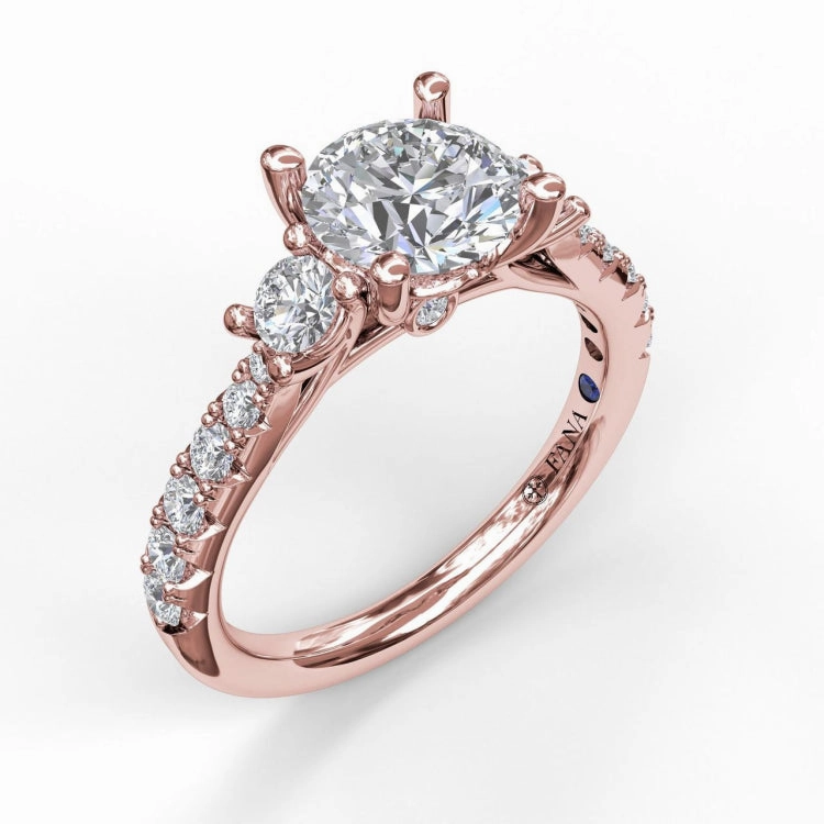 Three Stone With Pave Engagement Ring