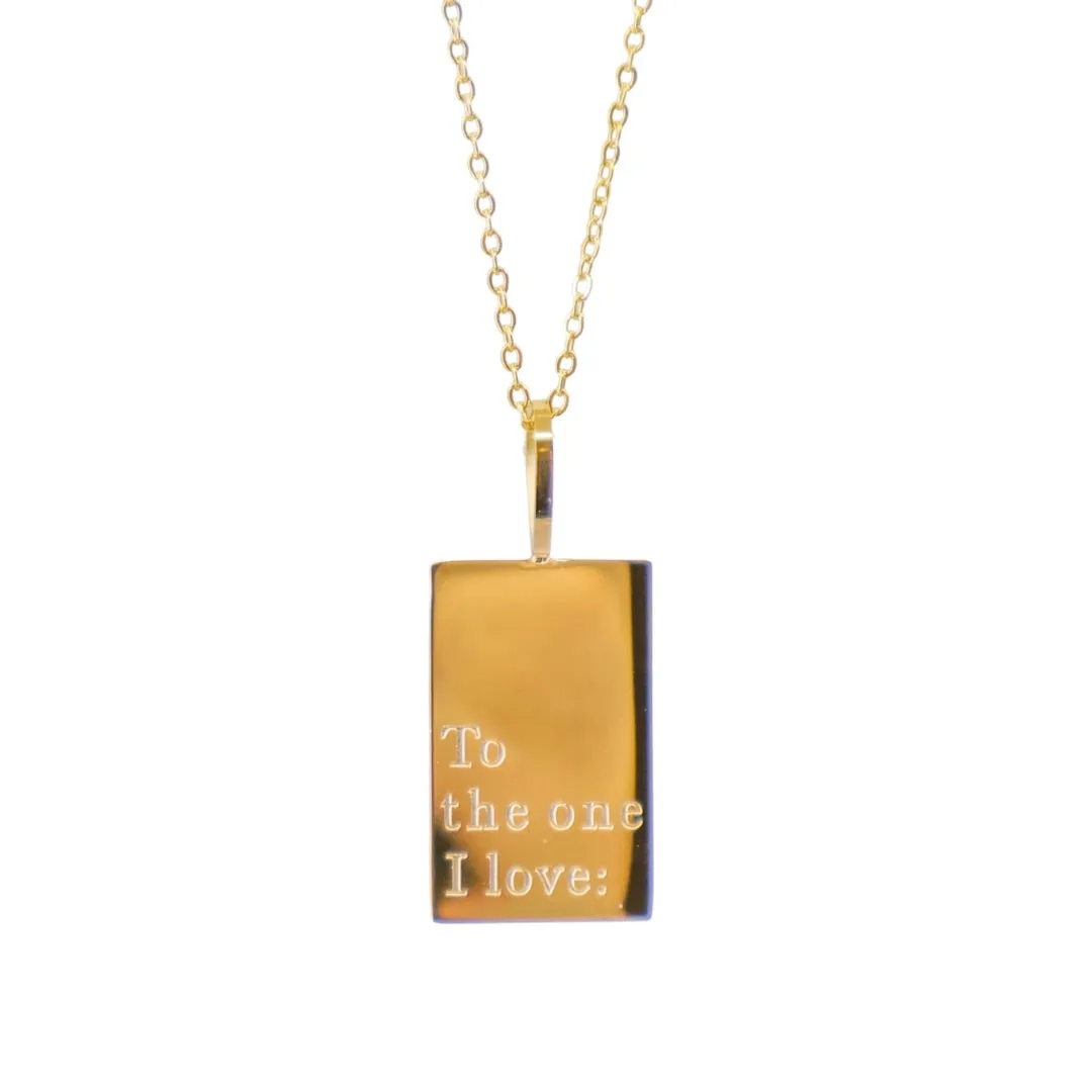 To The One I Love Gold Tag Necklace